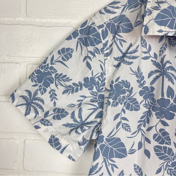 Tucker + Tate Short Sleeve Button Down Shirt blue white floral size large 10/12 - Picture 7 of 10
